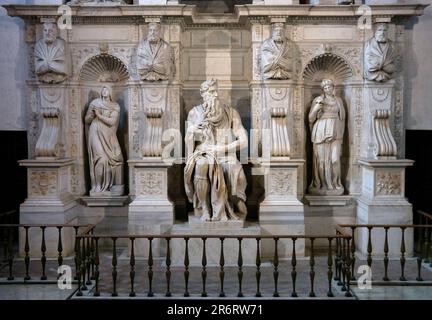 Moses von Michelangelo. Basilica di San Pietro in Vincoli, Rom, Italien. 1545 Stockfoto