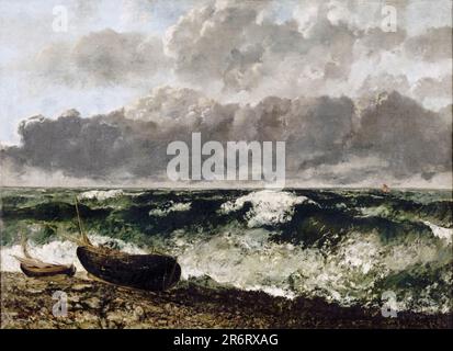 Gustave Courbet, La Mer Orageuse (stürmisches Meer) oder La Vague (die Welle), Landschaftsmalerei in Öl auf Leinwand, 1870 Stockfoto