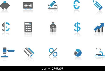 Blaue Symbole für Finanzen und Bankwesen Stock Vektor