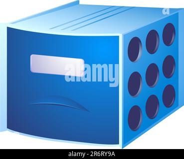 Blauer Kasten für Dokumente mit einer einzelnen Partition. Stock Vektor