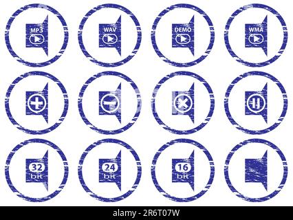 Symbolgruppe für Gadget. Weiß - dunkelblaue Palette. Vektordarstellung. Stock Vektor