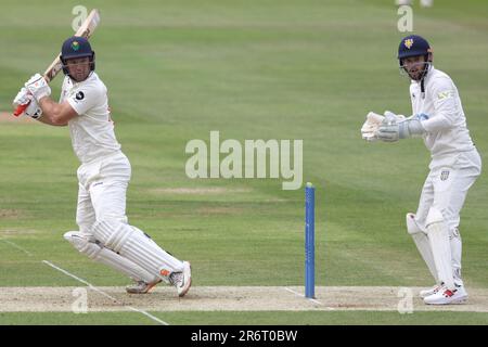 Chester le Street, Großbritannien. 11. Juni 2023 Colin Ingram von Glamorgan im Kampf um die LV= County Championship zwischen dem Durham County Cricket Club und dem Glamorgan County Cricket Club im Seat Unique Riverside, Chester le Street am Sonntag, den 11. Juni 2023. (Foto: Robert Smith | MI News) Kredit: MI News & Sport /Alamy Live News Stockfoto