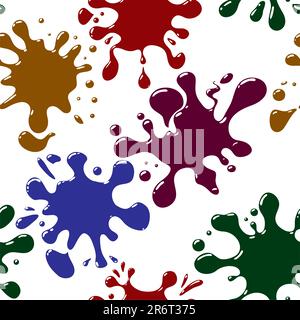 Abstrakter Splash-Hintergrund. Nahtlos. Mehrfarbige Palette auf Weiß. Vektordarstellung. Stock Vektor