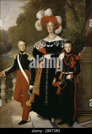 Königin Maria Amalia (1782-1866), Prinzessin von Neapel und Sizilien, mit ihren Kindern. Museum: Musée de l'Histoire de France, Château de Versailles. Autor: LOUIS HERSENT. Stockfoto