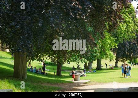 Lincoln, Lincolnshire, Großbritannien, 11. Juni an einem Tag, an dem die Temperaturen auf 27C Grad Celsius die Sonne auf dem Gelände von Lincoln Castle genießen. Bridget Catterall/AlamyLiveNews Stockfoto