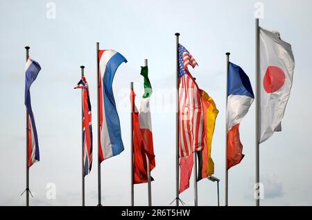 Rheinland-Pfalz, Trier, Flaggen Stockfoto