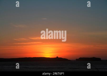 Sonnenuntergang über den Illes de Mogador in der Nähe von Essaouira Marokko Stockfoto