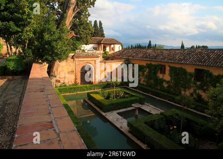 Garten des Generalife in Alhamba, Weltkulturerbe, Granada Spanien Stockfoto
