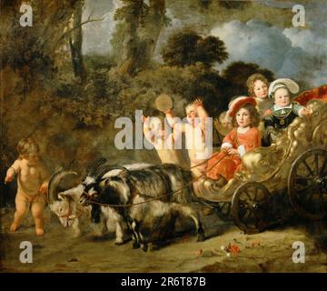 Adelskinder in Einer Kutsche, gezeichnet von Ziegen. Museum: Musée du Louvre, Paris. Autor: FERDINAND BOL. Stockfoto