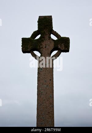 Original keltisches Kreuz auf der Insel Iona, mehr als 1000 Jahre alt Stockfoto