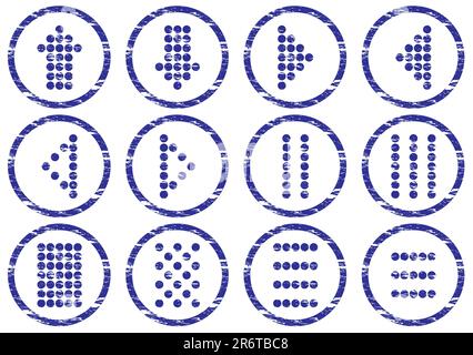 Symbolgruppe der Matrixsymbole. Grunge. Weiß - dunkelblaue Palette. Vektordarstellung. Stock Vektor