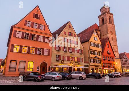 DINKELSBUHL, DEUTSCHLAND - 29. AUGUST 2019: Altstadt von Dinkelsbuhl, Bayern, Deutschland Stockfoto