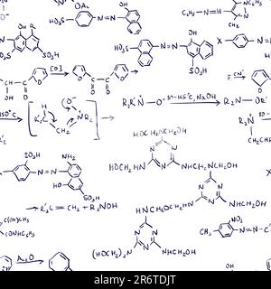 Chemische Formeln. Nahtloser abstrakter Hintergrund. Vektordarstellung. Stock Vektor