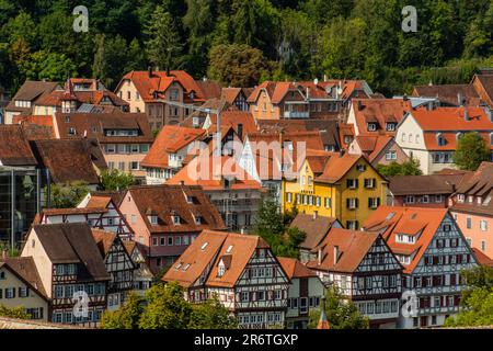 Skyline der Altstadt von Schwabisch Hall, Deutschland Stockfoto