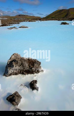 Blaue Lagune, Grindavik, Reykjavik, Reykjanes-Halbinsel, Island, Natürliches Bad, Blaa Lonid Stockfoto