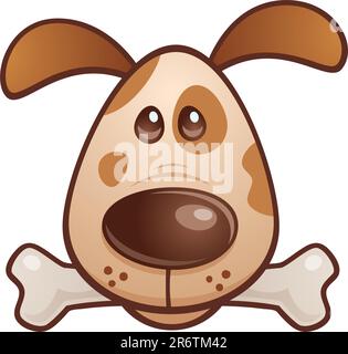 Vektor-Cartoon Illustration einen niedlichen Welpen Hund mit einem Knochen in den Mund. Stock Vektor