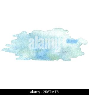 Blaue blaue, wasserfarbene Färbung, handgezeichnet auf weißem Hintergrund Stockfoto