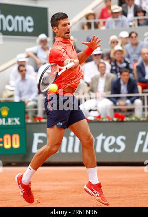 Paris, Frankreich, 11. Juni 2023. Serbischer Tennisspieler Novak Djokovic beim French Open 2023 Tennis Turnier in Roland Garros am Sonntag, den 11. Juni 2023., © Juergen Hasenkopf / Alamy Live News Stockfoto
