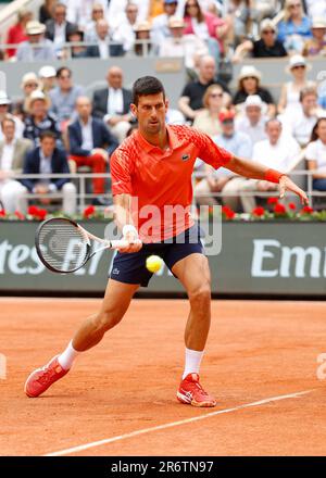 Paris, Frankreich, 11. Juni 2023. Serbischer Tennisspieler Novak Djokovic beim French Open 2023 Tennis Turnier in Roland Garros am Sonntag, den 11. Juni 2023., © Juergen Hasenkopf / Alamy Live News Stockfoto