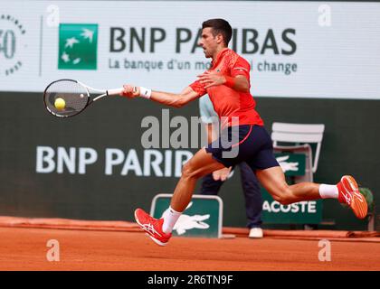 Paris, Frankreich, 11. Juni 2023. Serbischer Tennisspieler Novak Djokovic beim French Open 2023 Tennis Turnier in Roland Garros am Sonntag, den 11. Juni 2023., © Juergen Hasenkopf / Alamy Live News Stockfoto