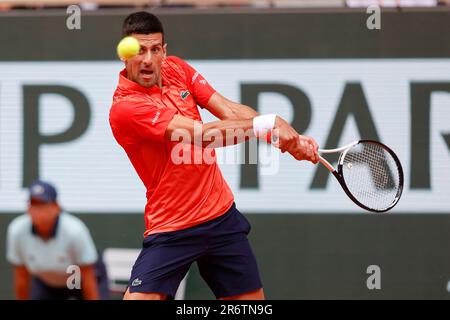 Paris, Frankreich, 11. Juni 2023. Serbischer Tennisspieler Novak Djokovic beim French Open 2023 Tennis Turnier in Roland Garros am Sonntag, den 11. Juni 2023., © Juergen Hasenkopf / Alamy Live News Stockfoto