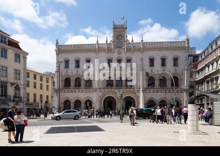 Lissabon, Portugal - Juni 02 2018: Der Bahnhof Rossio (Portugiesisch: Estação de Caminhos de Ferro do Rossio) ist ein Bahnhof im R Stockfoto