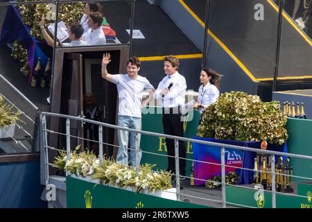 Leclerc Charles (mco), Podium auf dem Podium der 24 Stunden von Le Mans 2023 auf dem Circuit des 24 Heures du Mans am 11. Juni 2023 in Le Mans, Frankreich – Foto Alexandre Guillaumot/DPPI Stockfoto
