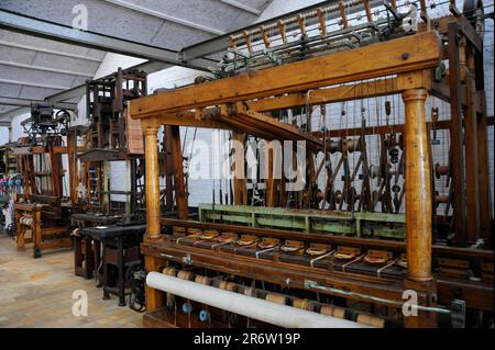 Webstuhl, Flandern, MIAT, Museum für industrielle Archäologie und Textilien, Gent, Ostflandern, Belgien Stockfoto