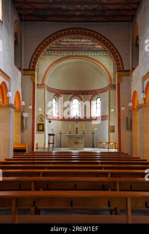 Innenraum, St. Lucius-Kirche, Essen-Werden, Nordrhein-Westfalen, St. Lucius-Kirche, Deutschland Stockfoto