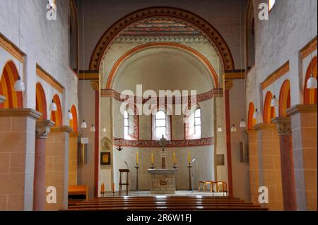 Innenraum, St. Lucius-Kirche, Essen-Werden, Nordrhein-Westfalen, St. Lucius-Kirche, Deutschland Stockfoto