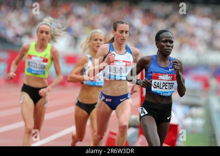 Lonah Chemtai SALPETER (Israel) nimmt am Finale der Frauen 5000m bei der 2019 Teil, IAAF Diamond League, Jubiläumsspiele, Queen Elizabeth Olympic Park, Stratford, London, Großbritannien. Stockfoto