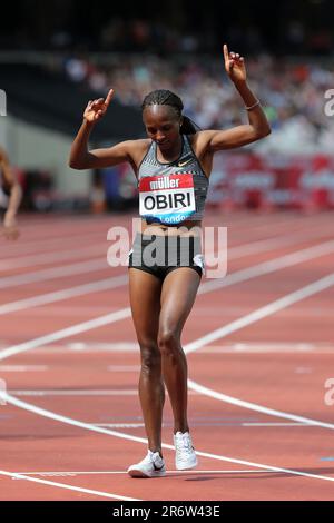 Hellen OBIRI (Kenia), Gewinner des Finales der Frauen 5000m bei den 2019, IAAF Diamond League, Jubiläumsspiele, Queen Elizabeth Olympic Park, Stratford, London, Großbritannien. Stockfoto