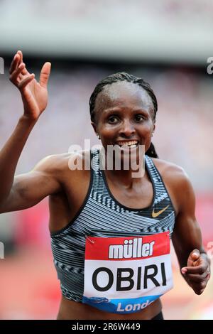 Hellen OBIRI (Kenia), Gewinner des Finales der Frauen 5000m bei den 2019, IAAF Diamond League, Jubiläumsspiele, Queen Elizabeth Olympic Park, Stratford, London, Großbritannien. Stockfoto