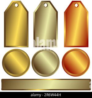 Banner in Gold, Silber und Bronze auf weißem Hintergrund Stock Vektor