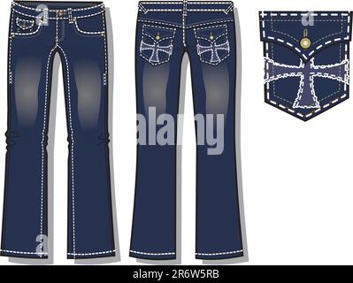 denimjeans mit stiefeldesign Stock Vektor