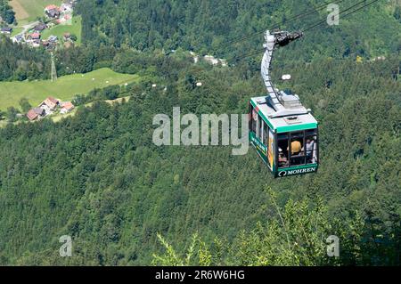 Seilbahn nach Karren, Dornbirn, Vorarlberg, Österreich, Kabinen-Seilbahn, Seilbahn Stockfoto