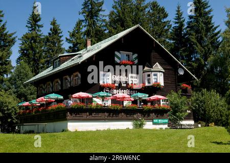 Restaurant „Gaststaette an der Schwedenschanz“, Schwedenschze, Pfaender, Bodensee, Vorarlberg, Österreich Stockfoto
