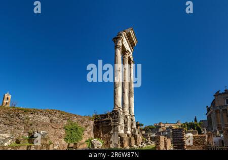 Der Tempel des Castors und Pollux, ein antiker Tempel im Forum Romanum, Rom, Italien Stockfoto