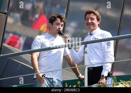 Le Mans, Frankreich. 11. Juni 2023. LECLERC, Charles F1 Driver, während des Podiums der 24 Stunden von Le Mans 2023 auf dem Circuit des 24 Heures du Mans am 11. Juni 2023 in Le Mans, Frankreich - Photo Paulo Maria/DPPI Credit: DPPI Media/Alamy Live News Stockfoto
