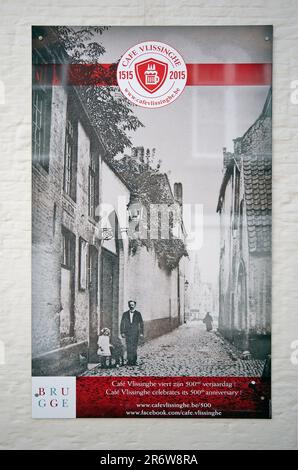 Antikes Bild des Café Vlissinghe (seit 1515), das älteste Café in Brügge, Flandern, Belgien Stockfoto