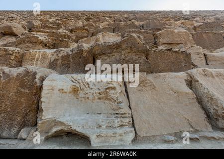 Steinblöcke der Pyramide von Khufu in Gizeh in Kairo Stockfoto