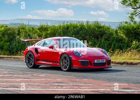 2016 Red Porsche 911 GT3 RS S-A Classic & Performance Motor Show im Houghton Tower, Preston, Großbritannien Stockfoto