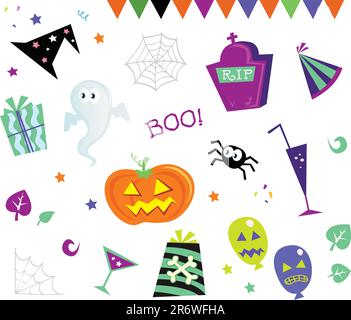 halloween-Retro-Designelemente. Vektordarstellung. Stock Vektor