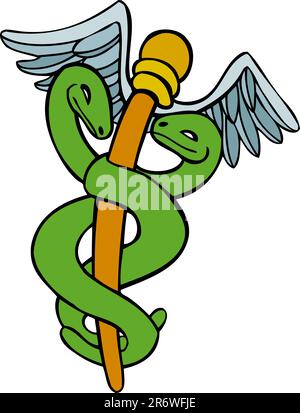 Caduceus Medical Symbol - Cartoon-Stil. Stock Vektor