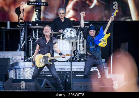 Landgraaf, Niederlande. 11. Juni 2023. LANDGRAAF - Bruce Springsteen während seines Konzerts auf dem MegaLand Gelände. Das Konzert ist Teil der Stadiontour, mit der „The Boss“ durch Europa reist. ANP MARCEL VAN HOORN niederlande Out - belgien Out Credit: ANP/Alamy Live News Stockfoto