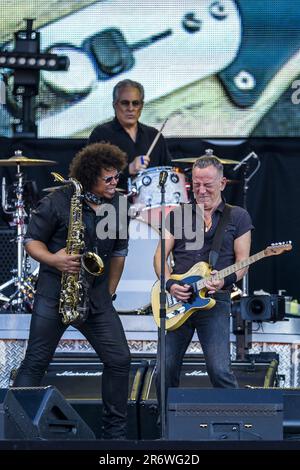 Landgraaf, Niederlande. 11. Juni 2023. LANDGRAAF - Bruce Springsteen während seines Konzerts auf dem MegaLand Gelände. Das Konzert ist Teil der Stadiontour, mit der „The Boss“ durch Europa reist. ANP MARCEL VAN HOORN niederlande Out - belgien Out Credit: ANP/Alamy Live News Stockfoto