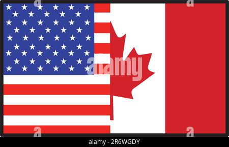 Eine Flagge, die halb amerikanisch und halb kanadisch ist Stock Vektor