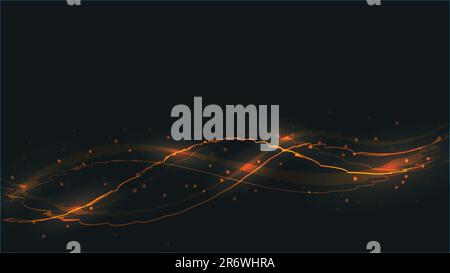 Abstrakte gelbe Hintergrundtextur des magischen Lasers wunderschönes digitales Licht brennende feurige, helle Wellen von Streifen von Energie, elektrischem Neon Stock Vektor