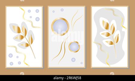 Vektorhintergrundabstraktion. Tapete im abstrakten Kunststil mit Mustern, Farben in warmen Farben, Design für Poster, Cover, Wandkunst. EPS10 Stock Vektor