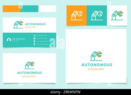 Autonomes Logo-Design mit editierbarem Slogan. Branding-Buch und Visitenkartenvorlage. Stock Vektor